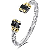 UNY Designer Inspired Jewelry Double CZ Cable Wire Antique Bangle Elegant Beautiful