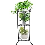 SYAMEET 3 tier Plant Stand, Indoor Outdoor Metal Plants Shelf,Tall Black Metal Rustproof Stable Flower Stand, Multiple Plant 