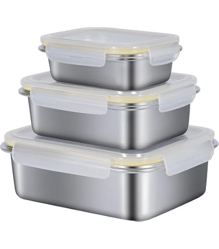 ステンレススチール 保存容器 3個セット Amazon｜ステンレススチール食品保存容器3点セット 蓋付き 気密