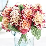 Lemcos　花束　バラ　造花　人工観葉植物　ウェディング花束　飾りブーケ　 インテリア　プレゼント　綺麗　部屋飾り　気分転換　結婚式・美術館・ホーム・庭園・キッチン・オフィス・喫茶店