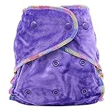 エルフ ベビー(Fairy Baby) ベビー用 ダブルブレスト TPU防水膜 漏れ防止 通気竹綿 おむつカバー+竹繊維おむつ2枚 パープル