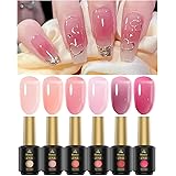 Biutee カラーネイルジェル ピンクジェル 6色 8ml 透け感あり クリアピンク系 桜色 UV/LED対応 花のようにカラージェル 夏 ポリッシュタイプ ジェルネイル