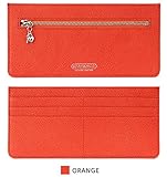 HANSMARE SLIM WALLET 長財布 レディース メンズ 天然牛革 チャームタイプハート＆鍵 (Orange)