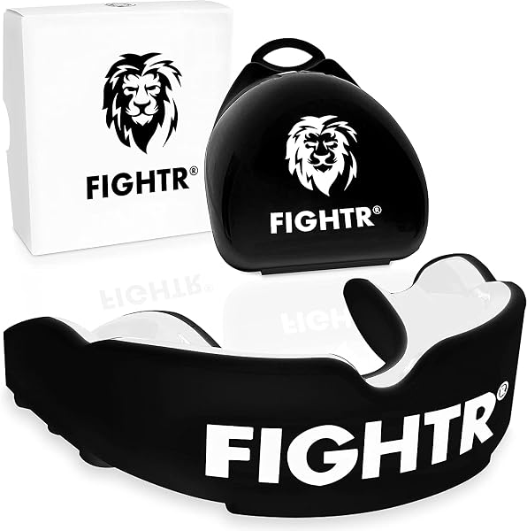 FIGHTR® プレミアム マウスガード ブラック ホワイト スポーツ ボクシング キックボクシング 総合格闘技 MMA ラグビー フットボール ラクロス ホッケー etc スポーツ用 衛生ボックス付き 【正規輸入品】 - 1