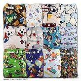 LittleBloom, Reusable Pocket Cloth Nappy, Fastener: Popper, Set of 12, Patterns 1206, With 24 Bamboo