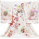 【お宮参り着物】【白地系 花車に桜の柄】女の子 正絹 友禅 金駒刺繍【風呂敷プレゼント/ギフト対応】