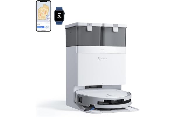 ECOVACS(エコバックス) DEEBOT T50S OMNI 全自動 ロボット掃除機 25000Pa強力吸引 電動デュアルモップ 水拭き 両用 | お掃除ロボット/毛絡み除去システム2.0/エッジ清掃/モップリフト/自動ゴミ収集/モップ温水洗浄・熱風乾燥/AI障害物回避/高精度マッピング/アプリ操作/落下防止システム/Google/Alexa/Alice対応/ホワイト