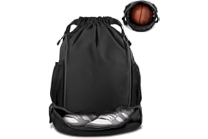ボールバッグ ナップサック ボール用デイパック リュック バッグ バスケットボール サッカー ボール収納 シューズ収納 キッズ ジュニア 撥水加工 持ち運び 多機能 ブラック