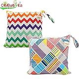 Ohbabykaおむつポーチ マルチポーチ おむつ入れ おしりふき オムツポーチ 出産祝い 消臭＆抗菌 折りたたみ 簡単収納 おしりふきケース おしりふきポーチ2点セット (NPG0409)