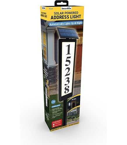 Solar Powered House Number Address Plaque – LED Lighted Sign With Stake, 2 Lighting Modes, Weatherproof For Yard, Driveway & Street