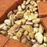 天然石 玉石砂利 1-2cm 100kg マーブルイエロー (ガーデニングに最適 黄色砂利）