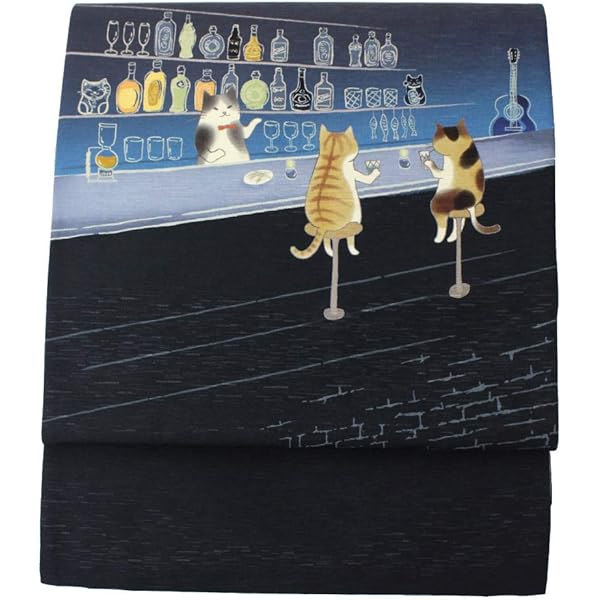 Amazon | 半幅帯 猫の古本屋 レトロベージュ 正絹 女性用 日本製