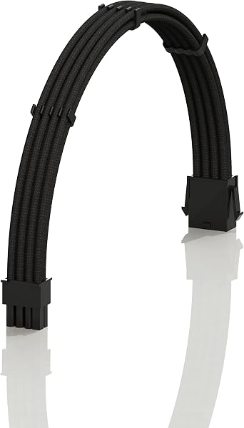 LINKUP - AVA 30cm EPS 8P(4+4) CPU ATX Motherboard PSU Power Supply Braided Sleeved Custom Mod PC Extension Cable w/Combs | Strong & Stiff Design | Single Pack | 300mm - Black - 1