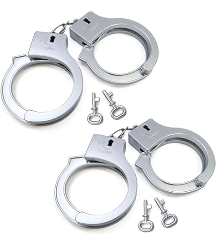 Amazon.co.jp: Fengek メタル手錠 鍵付き 2個 コスプレ 警察用