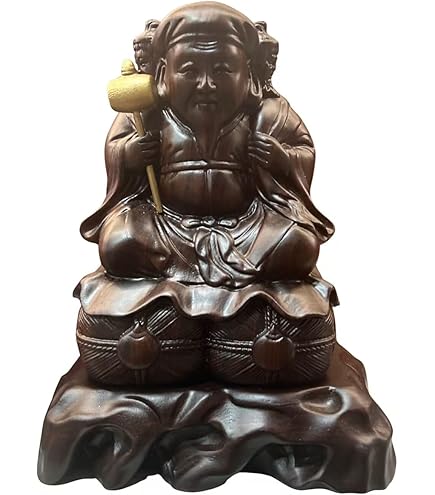 Amazon｜木彫り置物 開運 大黒天様像 木製仏像 黒檀 木彫り 大黒天様像