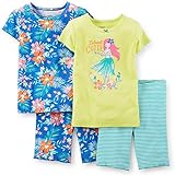 カーターズ パジャマ 女の子用アイランドフラガール超たっぷり半袖パジャマ上下4点セット 花柄半袖寝巻 ボーダースリープウェア (24months(83-86cm)) [並行輸入品]