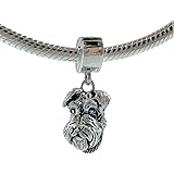 BOLENVI Schnauzer Miniature Dog Head 925 Sterling Silver Pendant Charm Bead For Pandora & Similar Charm Bracelets or Necklace