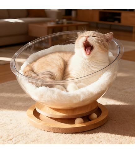 Amazon | MYZOO 宇宙船 ALPHA オーク 寝床 ベッド 猫用 木製 おしゃれ