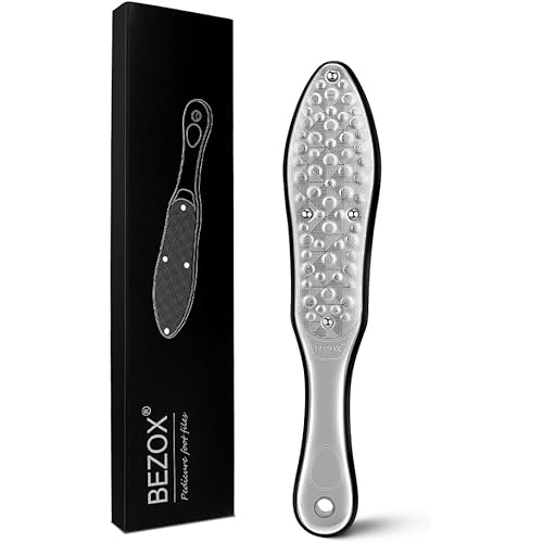BEZOX Foot File Callus Remover - Double Sided Stainless Steel Foot Rasp for Wet and Dry Feet - Foot Scraper for Dead Skin, Ho