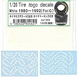 barchetta 1/20 Tire rogo decale white 1980～1992(For.G)【タイヤロゴデカール 白 BP1359】