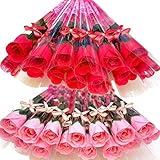 KaguraSuzu ソープフラワー バラ の 花束 プチギフト 粗品 お礼 お返し 石鹸 で出来た 薔薇 2ダース 24本 セット (ピンク系2色)