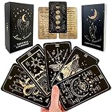 Shores Of Moon Luna Somnia Tarot Deck with Guidebook & Box - 78 Cards Complete Full Deck Starry Dreams Celestial Astrology Witchy Black Divination Tool