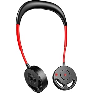 【2020年進化版 羽根なし】首かけ扇風機 携帯扇風機 usb 充電式 ミニ扇風機 ハンズフリー 強風 静音 卓上 360度調整 3段風量 両手解放 軽量 熱中症対策 USBファン 長時間連続使用 旅行/自宅/オフィス用 スポーツ観戦/お祭り/花火大会/トレーニング/運転/ショッピングなど適用 (レッド)