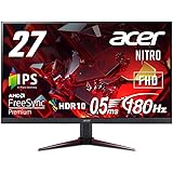 日本エイサー Acer Nitro ゲーミングモニター 27インチ IPS フルHD 180Hz 0.5ms PC/PS5/Xbox X/S向き ヘッドホン端子 スピーカー HDMI2.0 AMD FreeSync Premium HDR10 VG2