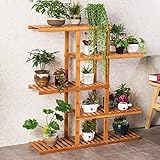 フラワースタンド・園芸ラック 木製植物フラワーディスプレイスタンド木製ポットシェルフストレージラック屋外屋内11ポットホルダー98x28x106cm フラワーディスプレイスタンド