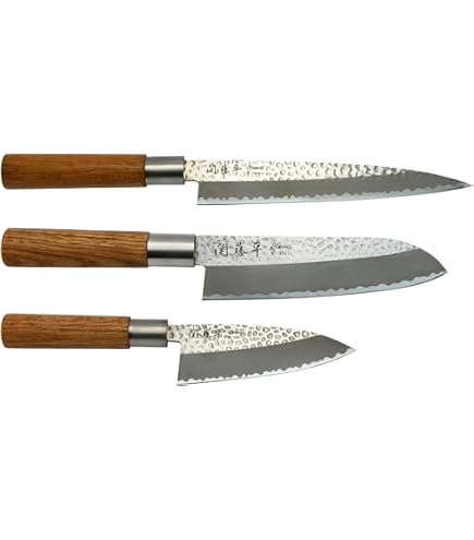 Amazon｜ヤクセル 関藤平 黒耀 包丁 2本セット ダマスカス 三徳包丁