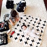 Hiltow Reversible Black and White Cross Knitted Baby Blanket(45x36), Kids Blanket, Throw, Monochrome