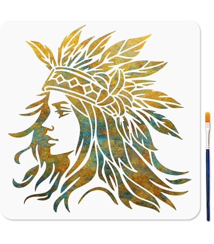 Native American Indian Stencil Template - Reusable Mylar Stencil For Wall Art & Crafts