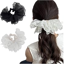 Amazon | FASELE シュシュ ヘアゴム 髪ゴム 髪留め レース フリル 森