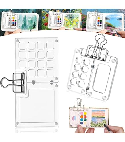 Amazon.co.jp: BERVEAL 木製ミニ水彩パレット 15グリッド 金属フレーム
