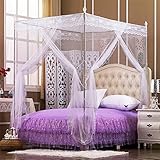 royal-ヨーロピアンスタイルスクエアトップMosquito Net three-door暗号化ThickeningシングルダブルベッドステンレススチールブラケットJadeカラーホワイト 1.8*2
