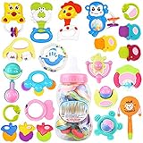 赤ちゃんTeetherボトルは、教育玩具を積んで3-6-12ヶ月ランダムカラー