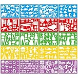 Copeflap ステンシルシート 20枚組 手帳 テンプレート 定規 絵柄 描画 数字 英字 (B)