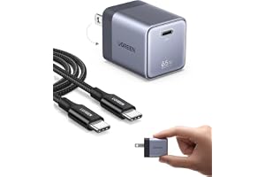 UGREEN Nexode Air 65W 急速充電器 USB-C 超小型 GaN 【当社最小級・卵の2/3サイズ / 100W ケーブル付き】 折りたたみ式プラグ PD3.0/PPS対応/PSE認証済 iPhone 17 16 15 MacBook Air iPad Galaxy Android ノートパソコン 各種対応 (グレー)