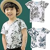 【 韓国スタイル子供服】 夏新作Tシャツ　キッズ /半袖 男 の子/可愛い 花柄 プリント全2色100/110/120/130/140 Gray,140cm