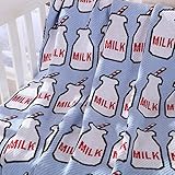iSunShine Baby Pure Cotton Cable Knit Jacquard Cuddle Receiving Swaddle Blanket, Baby Bottle Pattern