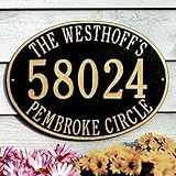 楕円形Hawthorne Estate単線アドレス壁プラーク – ブラック/シルバー