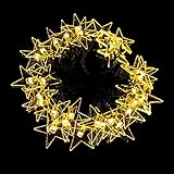 Yalufa イルミネーションライト 30LED 星 スター ストリングライト 発光色 イエロー ソーラー充電式 光センサー内蔵 自動点灯 2発光モード 防水防雨 クリスマス 飾り