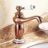 awxjx Washroomシンクミキサータップ銅ヨーロッパアメリカスタイル浴室ホットとコールドクロム洗面台Sitゴールドシングルハンドル1つ穴