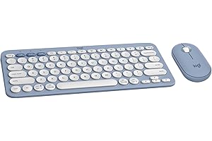 Logitech Pebble 2 Combo Wireless Keyboard And Mouse Quiet And Portable Customizable Logi Bolt Bluetooth Easy Switch For Windows MacOS IpadOS Chrome Tonal Blue