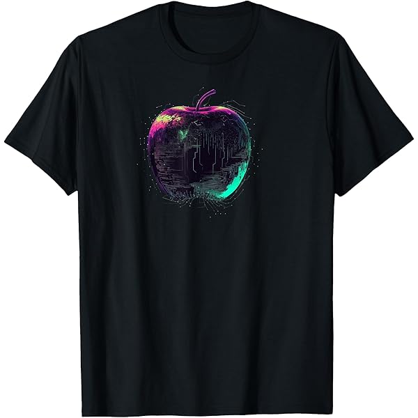 Amazon | 噛まれた青リンゴのイラスト Tシャツ | Tシャツ・カットソー 通販