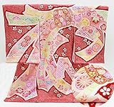 総絞り 金駒刺繍 束ね熨斗 お宮参り 着物 女の子（初着 産着 のしめ）【絹100% 友禅 】