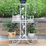 花スタンド屋内 3ティアードスクロール装飾金属庭パティオスタンド植物フラワーポットラックディスプレイシェルフ3花を保持 (色 : A)