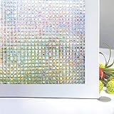 カカシ 3D窓用フィルム ガラス飾り 紫外線カットフィルム 目隠しシート 遮光 紫外線カット 無接着剤静電 断熱シート 結露防止 静電気吸着 (虹柄 45x 200cm)