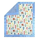 My Blankee Beep Beep White Cotton Blanket with Minky Dot Periwinkle [並行輸入品]