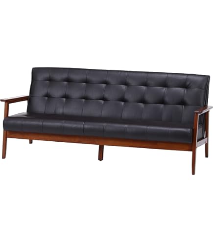 Amazon｜アメリカン レトロ ソファ 2.5人掛け PVCレザー ワイドサイズ